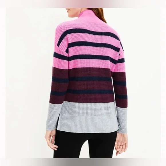 Lou & Grey Colorblock Waffle Funnel Neck Sweater | Size XL - Picture 2 of 12